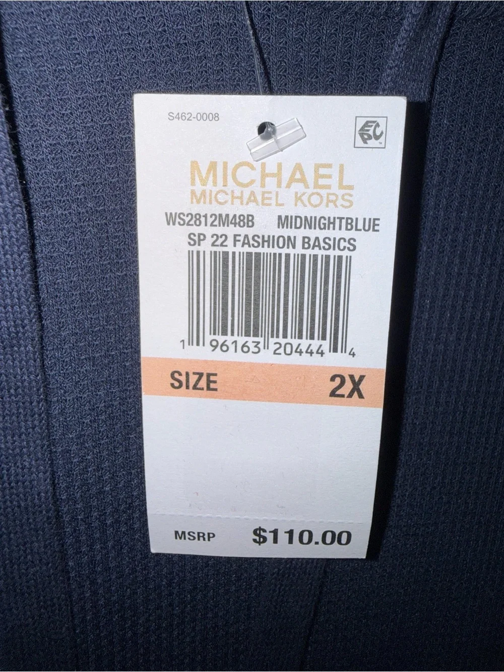 Michael Kors Logo Tape Hooded Tunic Top Midnight Blue 2X NWT